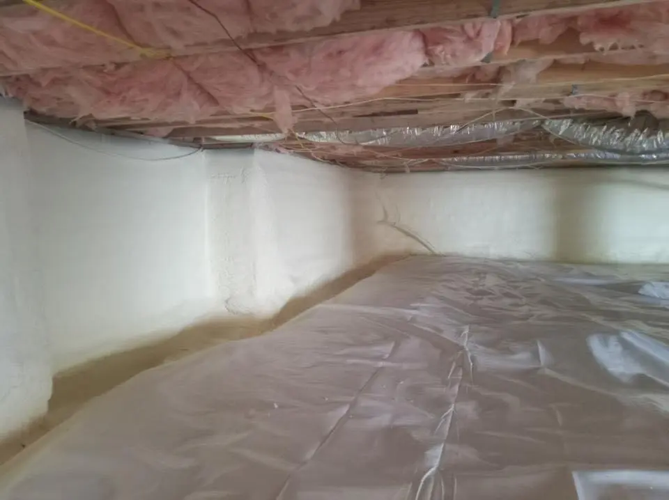 Crawl space encapsulation with closed-cell spray foam for Roof Waterproofing in Pecan Plantation